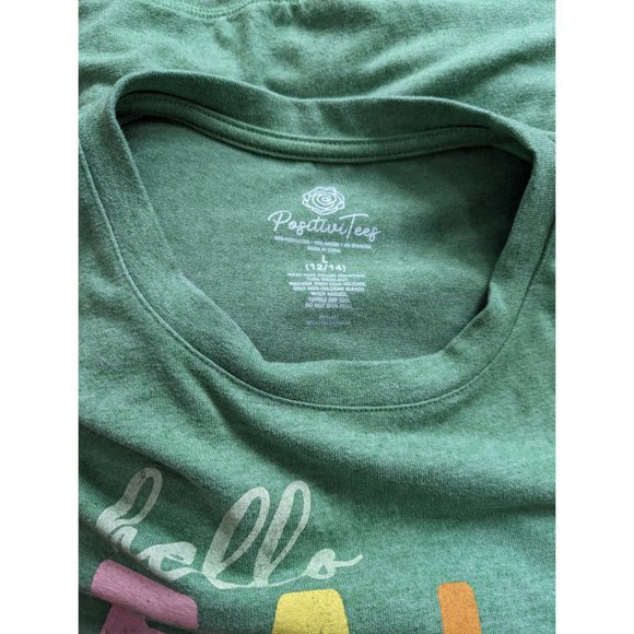 Positive Tees Green Hello Fall Graphic Sweatshirt L - Picture 7 of 8